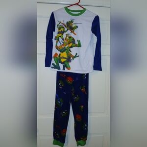 Nickelodeon Teenage Mutany Ninja Turtles Pajama Set - Blue And White Size 10/12